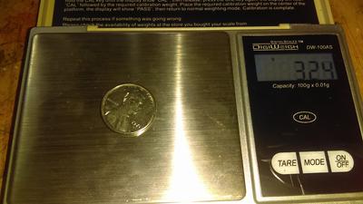 Weight of white 1971D penny