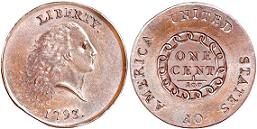 1793 Flowing Hair Large Cent - Chain Reverse