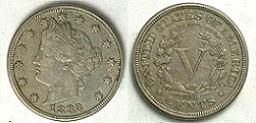 1883 Liberty Head Nickel with Cents
