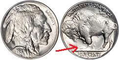 1937-D 3-legged Buffalo Nickel