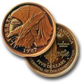 1987 W Constitution Bicentennial Commemorative Gold Five Dollar