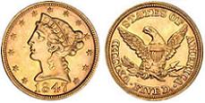 Liberty Head Half Eagle - No Motto